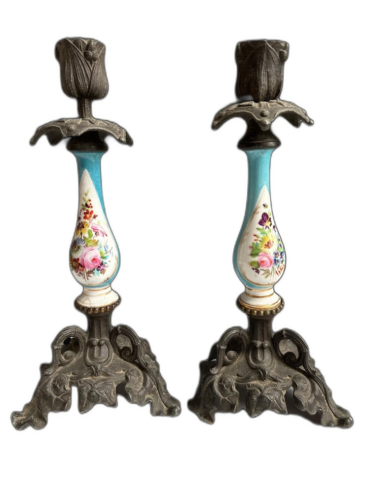 French Cast Iron Candle Holders
