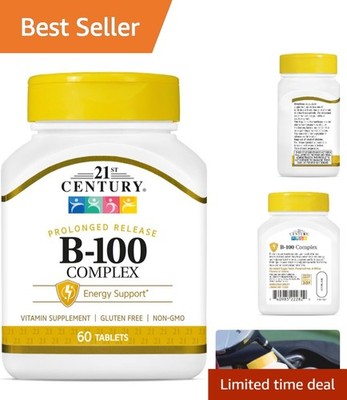 High-Quality B-100 Complex, 60 Prolonged Release Caplets for Energy Management