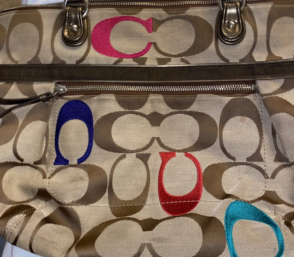 Bolso de Hombro COACH Amapola Caqui/Multi Bordado Firma Jacquard Foto 4 de 4