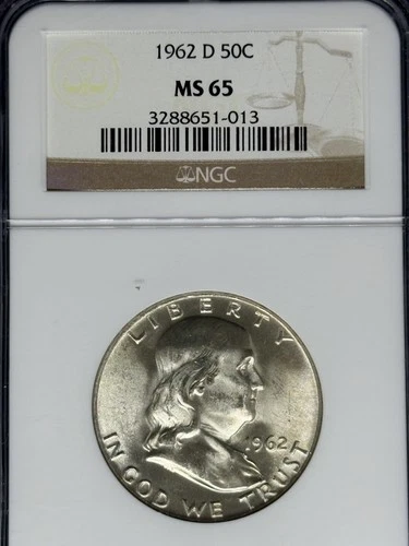 1962 - D Franklin Half Dollar PCGS MS65 Graded