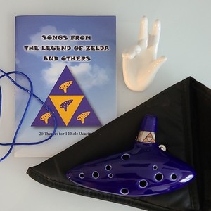 12-Hole Blue Ceramic Ocarina Glossy Finish w/ Bag & Song Book