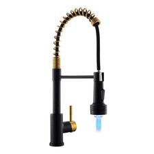 GIMILI Black and Gold Kitchen Faucet with Pull Down Sprayer Single Hole Stain...