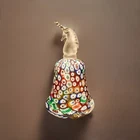 Vintage 5" Murano Italy Millefiori Glass Bell Frosted Unicorn Handle— Hairline