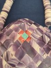 Vintage Shell Necklace Inlaid Amethyst & Abalone Beaded Pendant Stunning  — photo 4