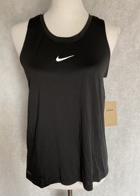NIKE SWIM Dri-Fit Size S Black Racerback Cover Up Tank Top Move To Zero NEW