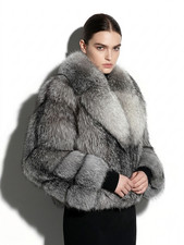 Handmade Grey Frost Fox Fur Coat: Women's Luxury Jacket