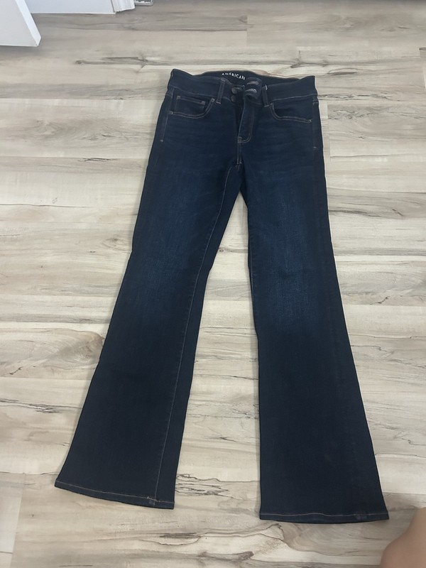 WOMENS AMERICAN EAGLE BOOT LEG DARK BLUE NEXT LEVEL STRETCH JEANS SIZE 8
