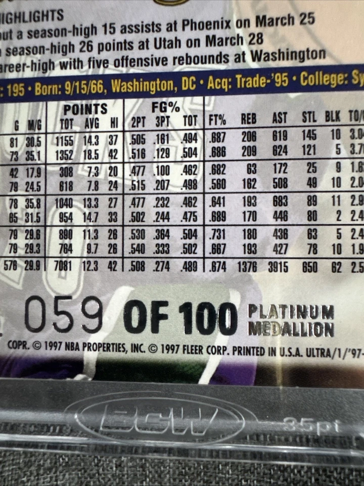 1997-98 Fleer Ultra Platinum Medallion /100 Sherman Douglas with Michael Jordan - Image 3 of 4