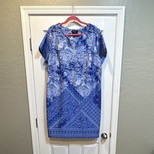 R M Richards Blue Paisley Shift Dress 16W