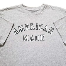 American Giant American Made Size XL Mens Gray USA Made T-Shirt Grey Spellout