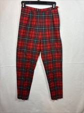 Vintage Pendleton Wool Boyd Tartan Red Christmas Plaid Trouser Pants, Size 4