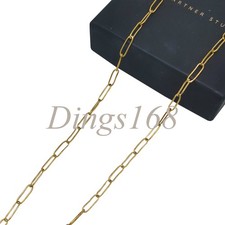 Real 18K Yellow Gold Filled Nickel-Free 24"/26" 3.5mm Paper Clip Chain Necklace
