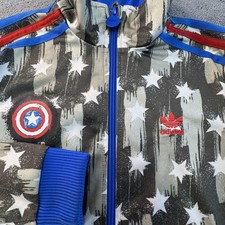 Adidas Track Jacket Boys Kids 5-6 Years Gray Flecked Jersey Zip Pockets