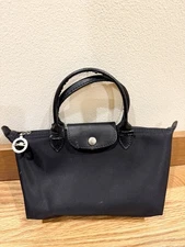 LONGCHAMP FRANCE BLACK NYLON LE PLIAGE XTRA XS HANDBAG