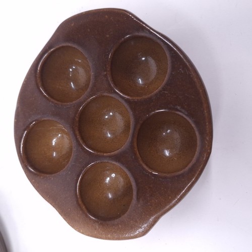 Vintage Snail Serving Plate Dish 6 Hole Brown x 6 Porcelain 13 cms x 3 cms - Picture 23 of 24
