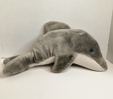 Sea World Dolphin Plush Stuffed Animal Gray Blue Eyes 19" Long - Vintage 1982
