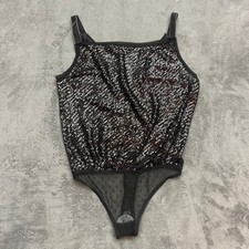 Free People Intimately Black Sparks Fly Sequin Corset Body Suit Size XS