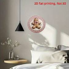 2D Flat,1pc Men'S Aluminum Wall Hanging - 8x8 Inch Round Decorative Plate W/Snow