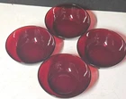Set of 4 Anchor Hocking Royal Ruby Red Dessert Bowls 4.5" Rim Vintage