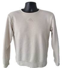 ADIDAS Youth Pullover Sweatshirt SIZE M Beige Crew Neck Fleece Long Sleeve