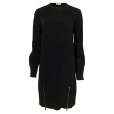 Stella Mccartney Zipper Detail Long Sleeve Dress In Rayon Women Black Size 38