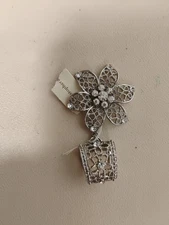 "Christopher" Silver Toned Flower Shaped Scarf Ring