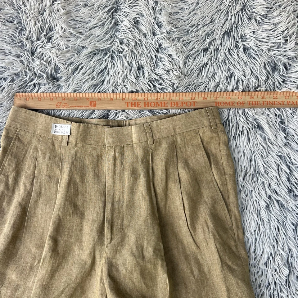 Pantalones de vestir deportivos Hickey Freeman talla 35 tostados 100 % lino hechos en Italia Foto 4 de 4