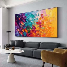 Hand Painted Oil Painting on Canvas Texture Abstract Home Decoration Yellow