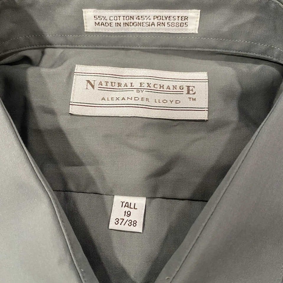 Camisa social nova com etiquetas Natural Exchange Alexander Lloyd grande e alta 19, 37/38 2XLT - Imagem 3 de 4