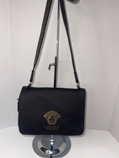 Versace Parfums Black Crossbody/Shoulder Bag – Iconic Medusa Logo & Greca Strap