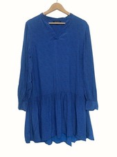 Whistles Blue Patterned Polka Dot Smock Style Casual Dress UK 12 Long Sleeve