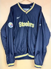 VINTAGE Pittsburgh Steelers NFL Pro Line Reebok V-Neck Black Pullover  Men’s XL