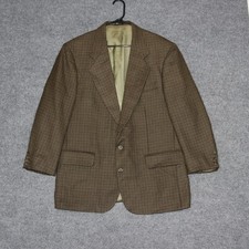 Oscar de la Renta Mens Tailored Clothing Houndstooth Blazer Jacket Brown 42R