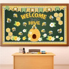 77 Pcs Fall Bee Bulletin Board Decorations Bee Hive Cutout Sunflower Border