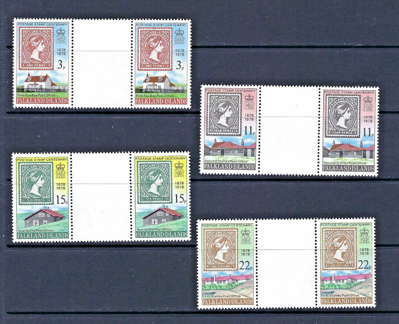 Falkland 1978 #278-281 Gutter Pairs MNH 1st stamp/Post Office