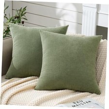 Decorative Square Sage Throw Pillow Covers 20"x20" 20" x 20" Pack of 2 Green
