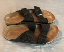 Birkenstock Arizona Soft Footbed Sandals Black Suede Adjustable Buckles EU37-45