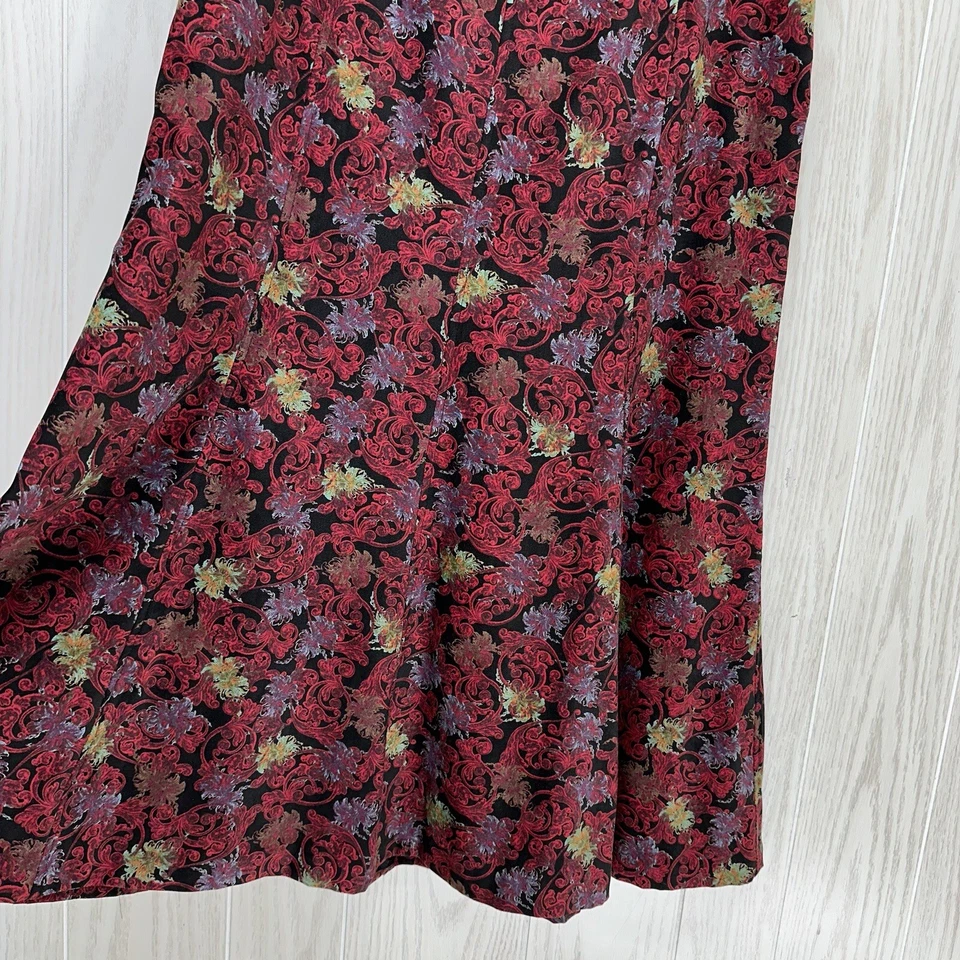 Maxi Falda Christopher & Banks Panel Acampanado Mujer Talla 6 Negra Roja Cremallera Lateral Foto 4 de 4