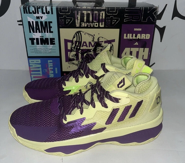 Adidas Dame 8 Time Damian Lillard Yellow Purple Basketball Shoes GY0383 -  US 9