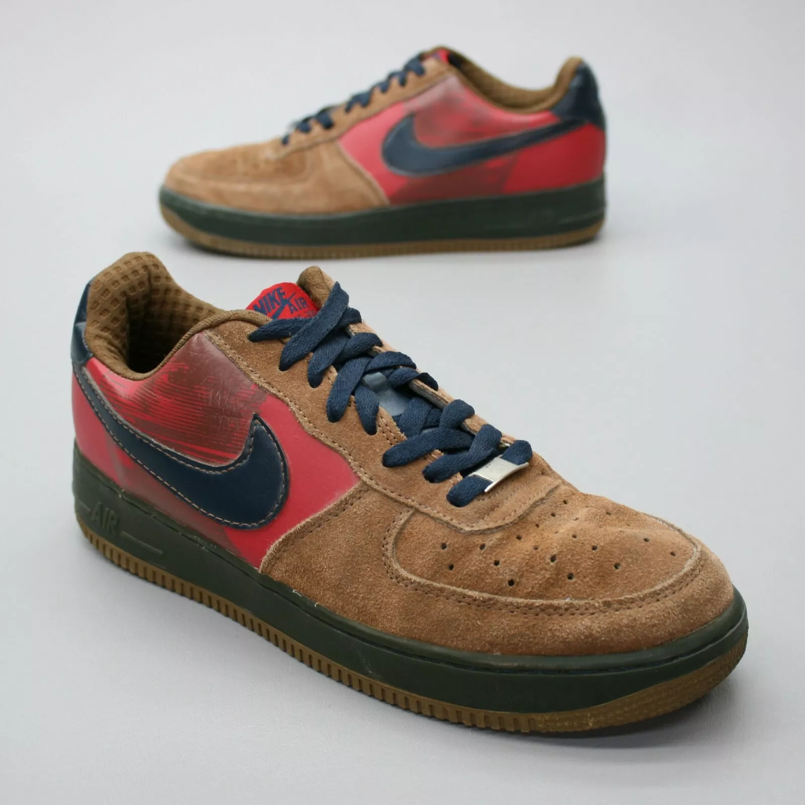 Baskets homme Nike 10,5 Air Force XXV Supreme marron daim rouge/bleu 315094 002
