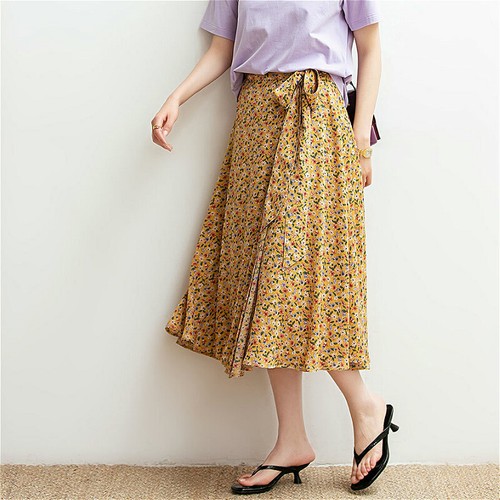 Dama Vintage Falda Floral Cintura Elástica Moño Línea A Flores Medio Vestido Informal - Imagen 11 de 15