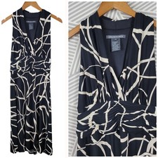 Jones Wear Party Dress size 10 Sheath Floral Event Black White Ruched Waist