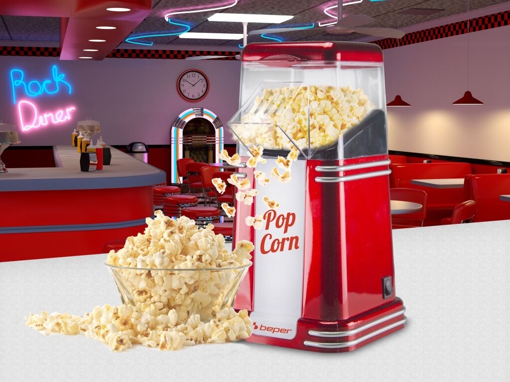 Macchina per Popcorn Beper 1200W: Cinema in Casa con Aria Calda