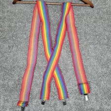 Vintage Adjustable Rainbow Pride LGBTQ Colorful German Suspenders