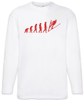 Ski Jump Evolution Langarm T-Shirt Fun Sport Sports Coach Training Darwin