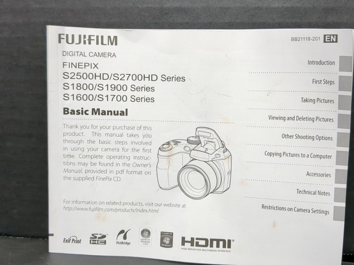 Fujifilm FinePix S S2550HD Camera Series 18x Wide Optical 12.2MP