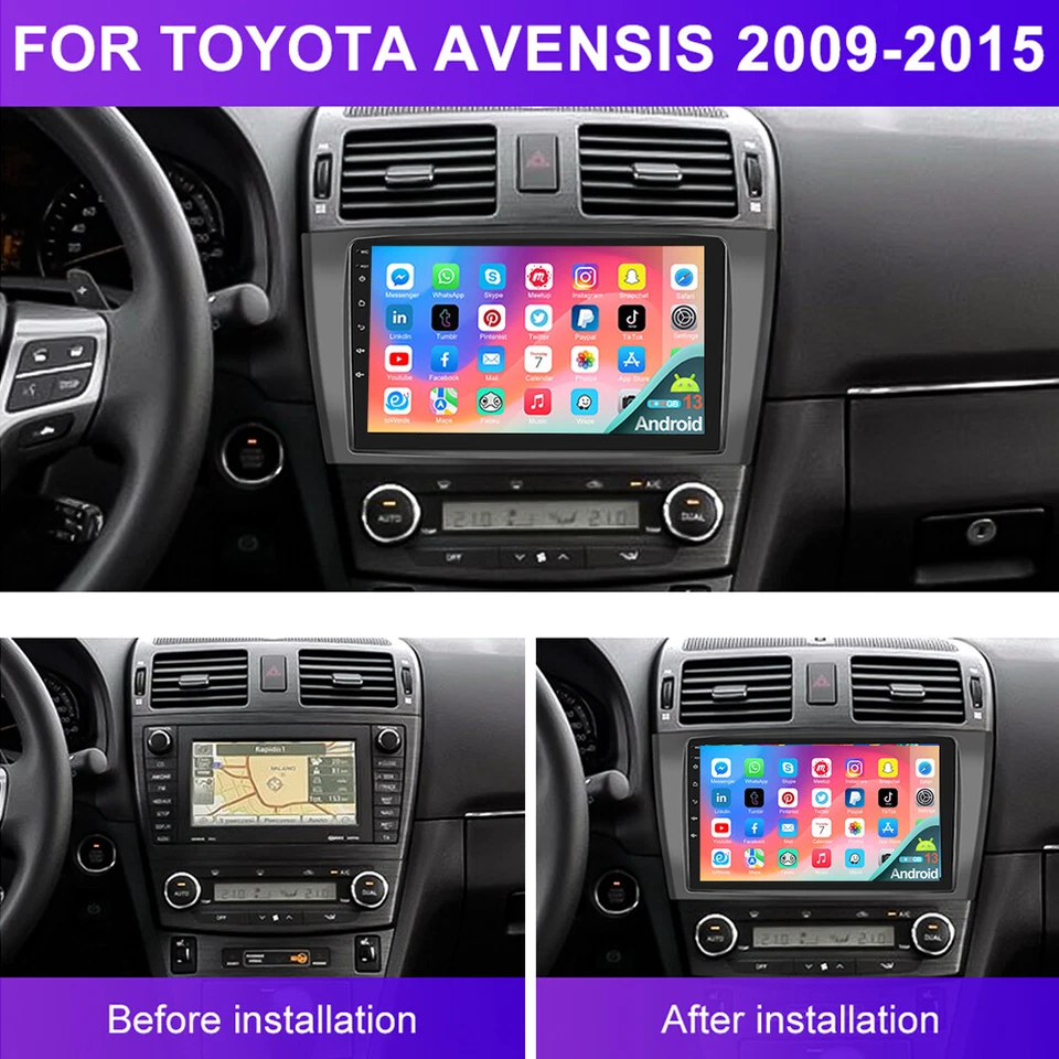 9" Für Toyota Avensis T27 2008-2015 Android 13 Autoradio GPS NAVI WIFI BT 1+32GB - Bild 4 von 4