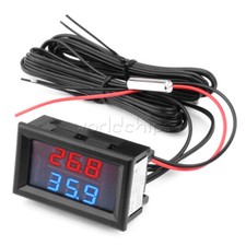 DC5-80V Dual Channel 3-Digit Digital Thermometer NTC Metal Waterproof Probe New