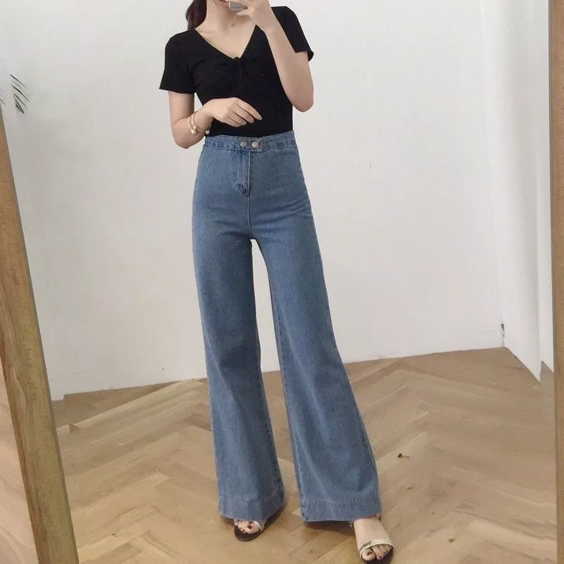Jean femmes pantalon taille haute jambe large pattes d l phants fond vas s