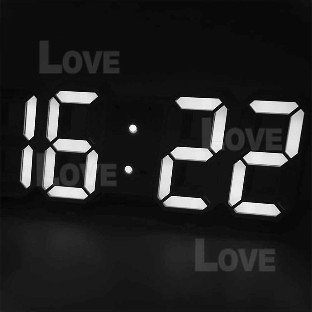 3D LED Digital Wall Clock Alarm Date Temperature Table Desktop Home